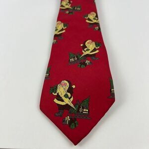 Pure Silk by Wembley Tie Santa Claus Novelty Holiday Pattern‎ Red White Green